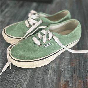 Vintage Lace-up Platform Vans (Teal Suede)